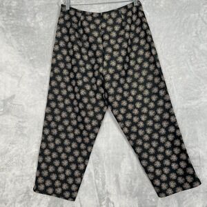 Vintage Womens Silk Cigarette Pants Size 10 Preppy Classic Geometric Black Lined